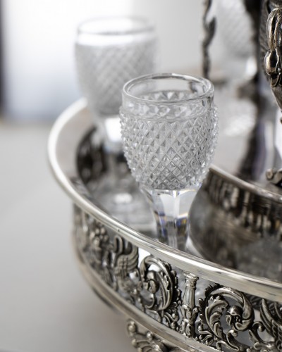 A liquor Cellar In Silver And Cut Crystal By Meurice, 19th Century - 