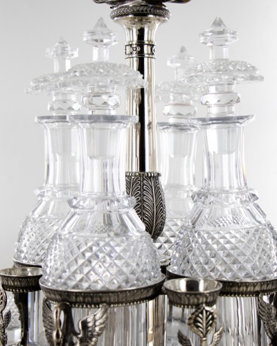 19th century - A liquor Cellar In Silver And Cut Crystal By Meurice, 19th Century