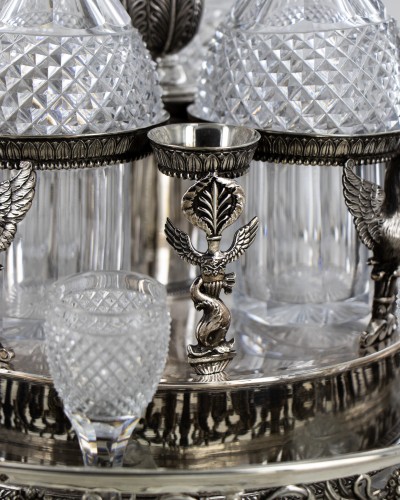 A liquor Cellar In Silver And Cut Crystal By Meurice, 19th Century - Restauration - Charles X