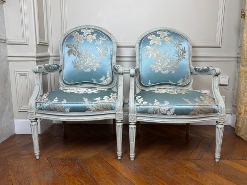 Seating  - Two Louis XV armchairs stamped JB Boulard 