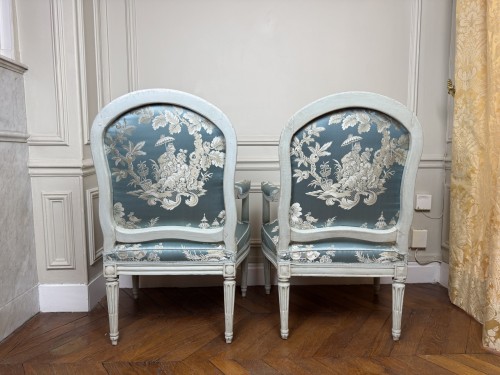 18th century - Two Louis XV armchairs stamped JB Boulard 