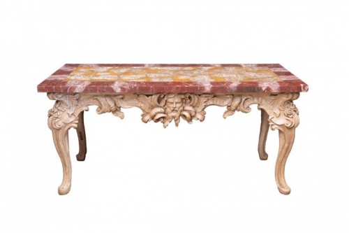 18th century - Lacquered center table with marble top