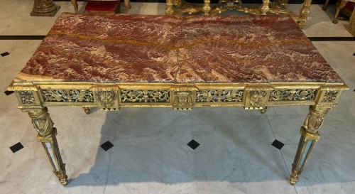 Gilt center table with marble top - 