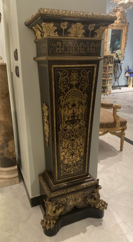 A Pair of Napoleon III Boulle Type Pedestals - Decorative Objects Style 