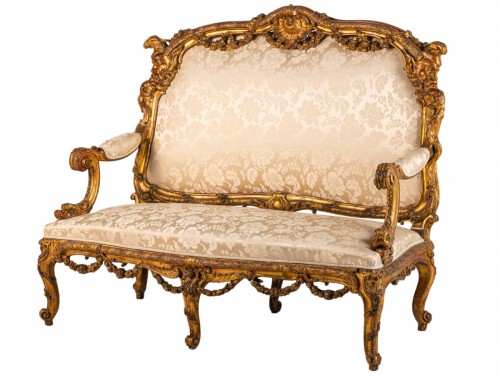 Carved and gilded wood sofa