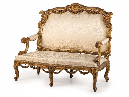 18th century - Carved and gilded wood sofa