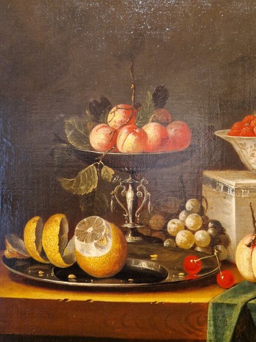 Peinture d'une nature morte avec des animaux et des fruits - Tableaux et dessins Style 