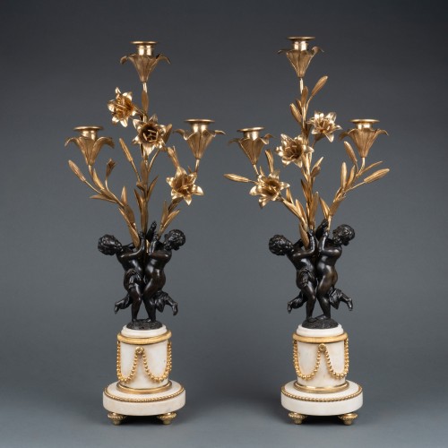Pair of Candelabra  Louis XVI period late 18th century  - Lighting Style Louis XVI