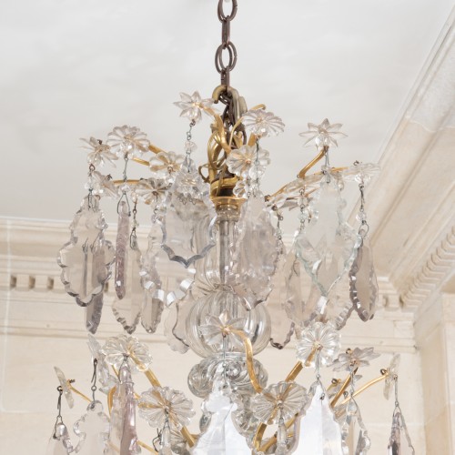 Antiquités - A gilt bronze and crystal Chandelier Louis XV period 