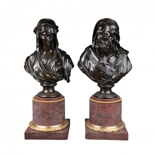 Pair of bronzes Iphigénie et Chrysés   After L. Simon Boizot ,period 1830 - Sculpture Style Restauration - Charles X