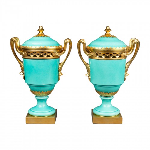 A pair  of porcelain Vases ormolu-mounted Circa 1830