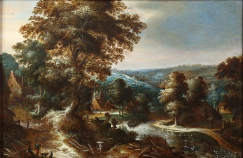 Paysage animé avec une rivière - Carstiaen de Ceuninck