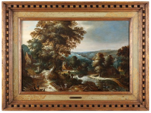 Tableaux et dessins Tableaux XVIIe siècle - Paysage animé avec une rivière - Carstiaen de Ceuninck