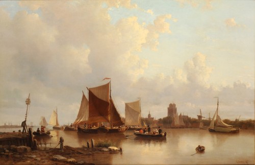 A view of Dordrecht - Everhardus Koster (1817 - 1892) 