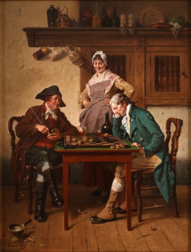 Paintings & Drawings  - A game of checkers - David Col (1822 - 1900)