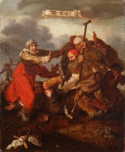 Mendiants bagarreurs (Al-Arm) - Attr. Adriaen Pietersz. van de Venne - Tableaux et dessins Style 