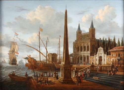 A view of a mediterranean port  - Jacobus Storck (1641 - 1692) 