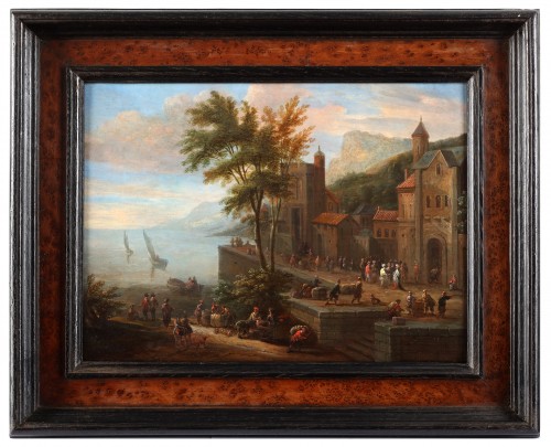 Paintings & Drawings  - A coastal port and a Foritifed town - Pieter Bout &amp; Adriaen Frans Boudewyns