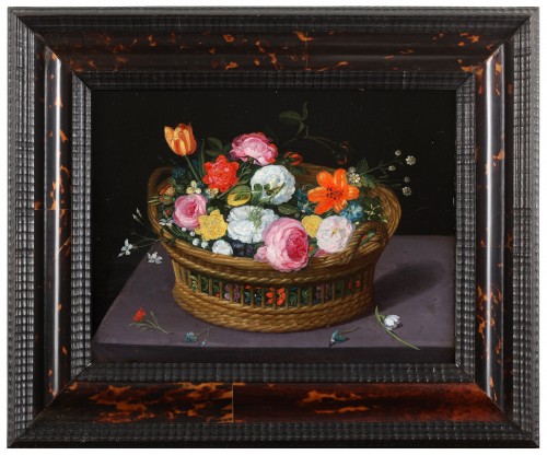 Paintings & Drawings  - A still life with a basket of flowers - Flemish school  of the 17th century