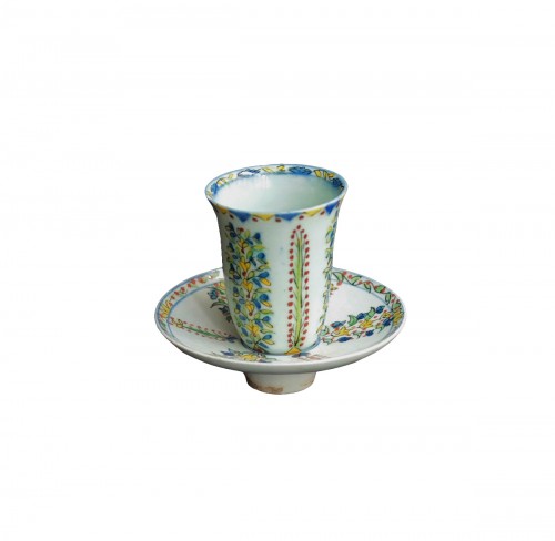 Large siliceous ceramic sorbet cup from Kütahya (Turkey), early 19th century