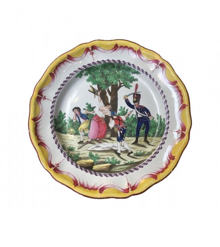 Islettes earthenware dish with polychrome decoration early 19th century