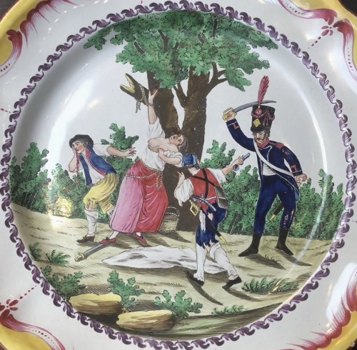 Islettes earthenware dish with polychrome decoration early 19th century - Porcelain & Faience Style 