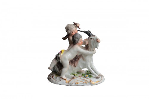 Meissen porcelain group of children with a goat, circa 1755