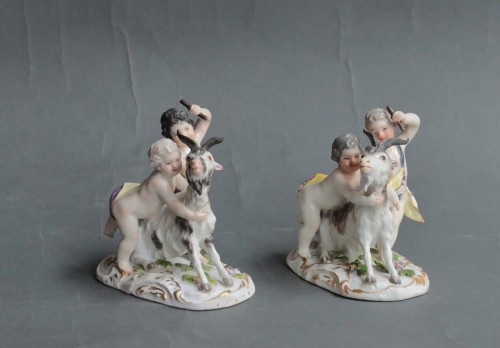 Antiquités - Meissen porcelain group of children with a goat, circa 1755