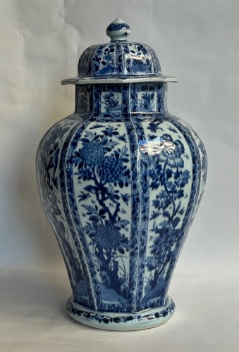 Covered vase in blue and white Chinese porcelain, Kangxi period (1662-1722) - Porcelain & Faience Style Louis XIV