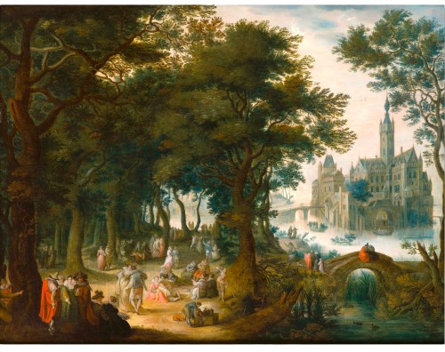 Adrian Van STALBEMPT  (1580 - 1662) - The noble games in the parc of the castle