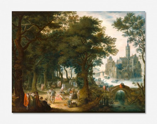 Adrian Van STALBEMPT  (1580 - 1662) - The noble games in the parc of the castle - Paintings & Drawings Style 