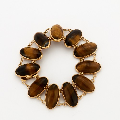 Antique Jewellery  - Gold and tiger eye bracelet 