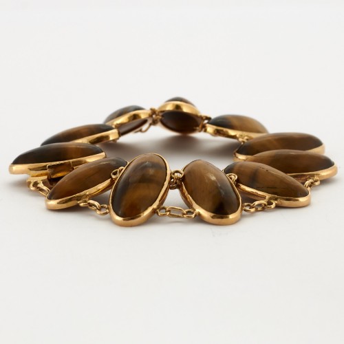 20th century - Gold and tiger eye bracelet 