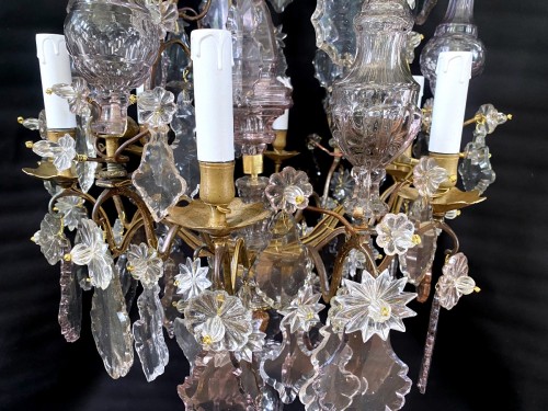 XVIIIe siècle - Lustre d'époque Louis XV en bronze et cristal