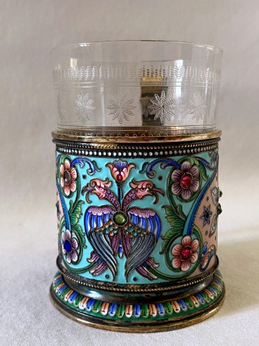 Tasse Fabergé en vermeil et émail - Argenterie et Arts de la table Style Art nouveau