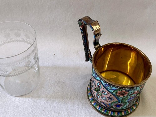 Antiquités - Tasse Fabergé en vermeil et émail