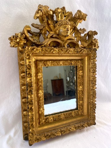 Miroir Italien haute époque en bois doré - Miroirs, Trumeaux Style Louis XIV