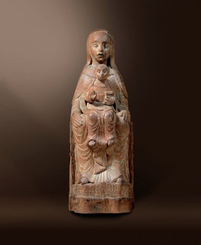 Roman Madonna “Sedes Sapientiae” - Sculpture Style Middle age