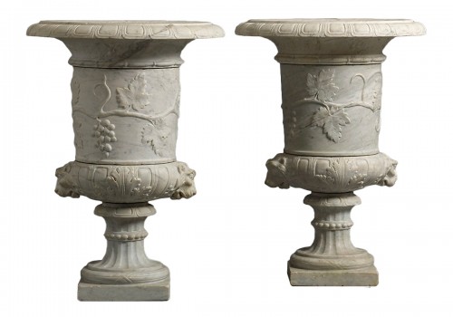 Pair of Italian Carrara Marble Vases circa 1870