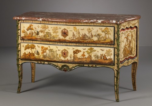 Mobilier Commode - Commode provençale en laque Povera d'époque Louis XV,  circa 1735