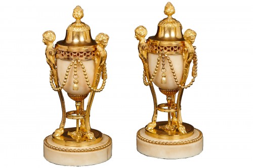 Pair of French Louis XVI cassolettes, ca. 1795