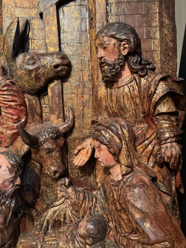 Adoration des bergers - Grand haut-relief, Italie du nord ou Tyrol vers 1500 - Art sacré, objets religieux Style Renaissance