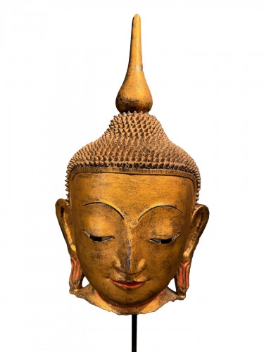 Bouddha Head, Terracotta, Burma or Thailand, late 19th century