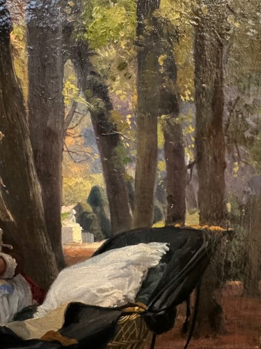 Moment de détente au parc, J.GIRARDET (1853-1907) - Art nouveau