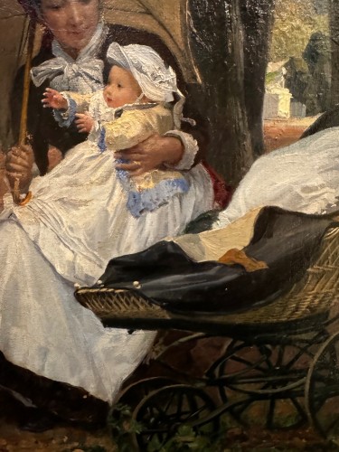 Antiquités -  A moment of pleasure in the park , J.GIRARDET, 19th c.