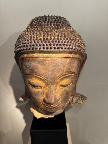 Antiquités - Large terracotta Buddha head, Burma, Shan States, late 18th c.