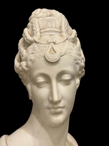 Diane de Poitiers, large marble bust (Carrara?) circa 1880 - Sculpture Style Art nouveau