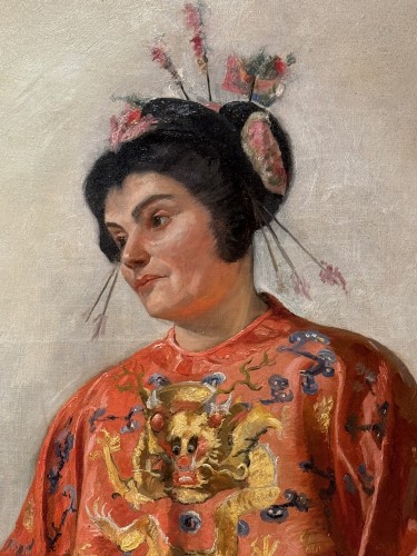 Antiquités - Paire de tableaux chinoisants, Rose FAVRE vers vers 1910-1920