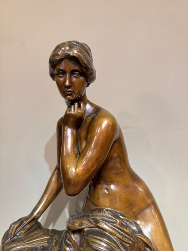 La pensée, Henri-Léon GREBER vers 1890 - Sculpture Style Art nouveau