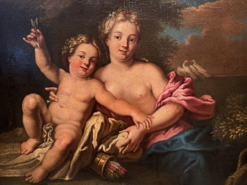 Vénus et l'Amour, école française vers 1750 - Tableaux et dessins Style Louis XV